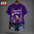 Minnesota Vikings NFL Floral Garden V Neck T Shirt