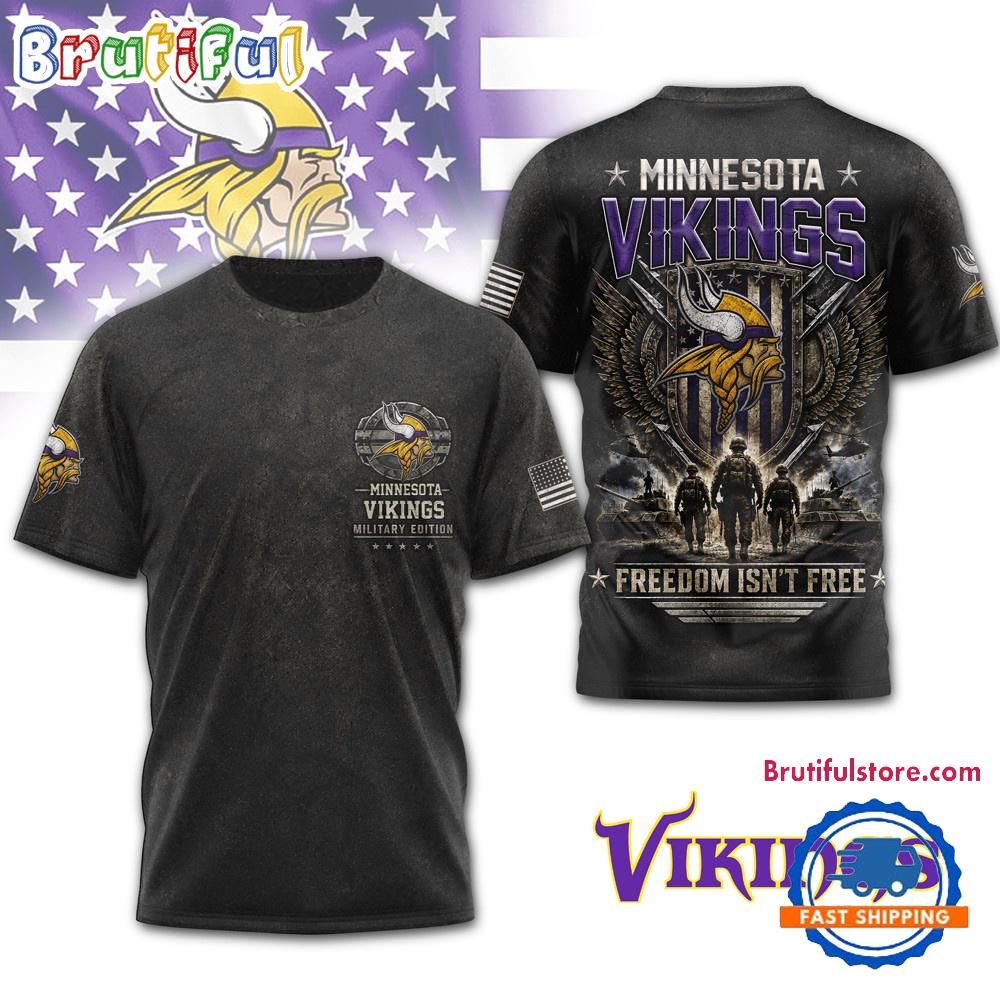 Minnesota Vikings NFL Freedom Team Military 3D T Shirt