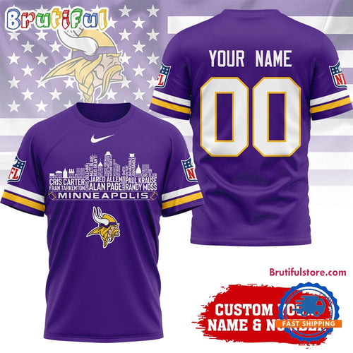Minnesota Vikings NFL Game Day Skyline Names Limited Edition 3D Shirt