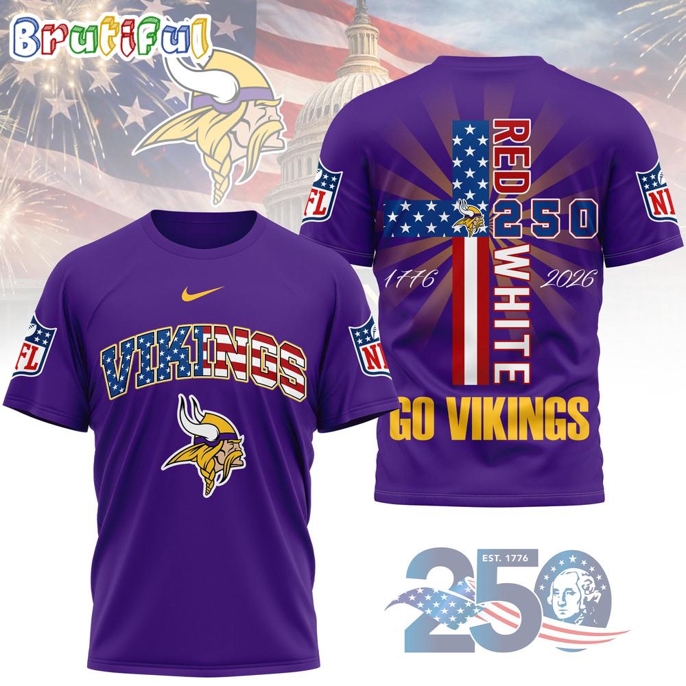 Minnesota Vikings NFL God America 250 Years Limited Edition 3D Shirt