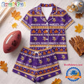 Minnesota Vikings NFL Harvest Huddle Short Sleeve Pajamas Set
