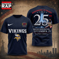 Minnesota Vikings NFL Honoring 25 Years Remembering September 11 T Shirt, Football New Design Shirt