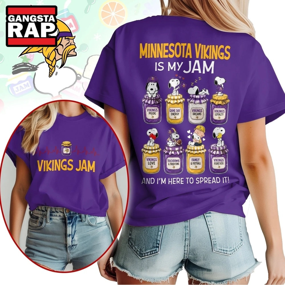 Minnesota Vikings NFL Jam Snoopy Peanuts Football Fan 3D Shirt, Football New Design Shirt