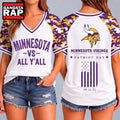 Minnesota Vikings NFL vs All Y’ All United We Stand V Neck T Shirt