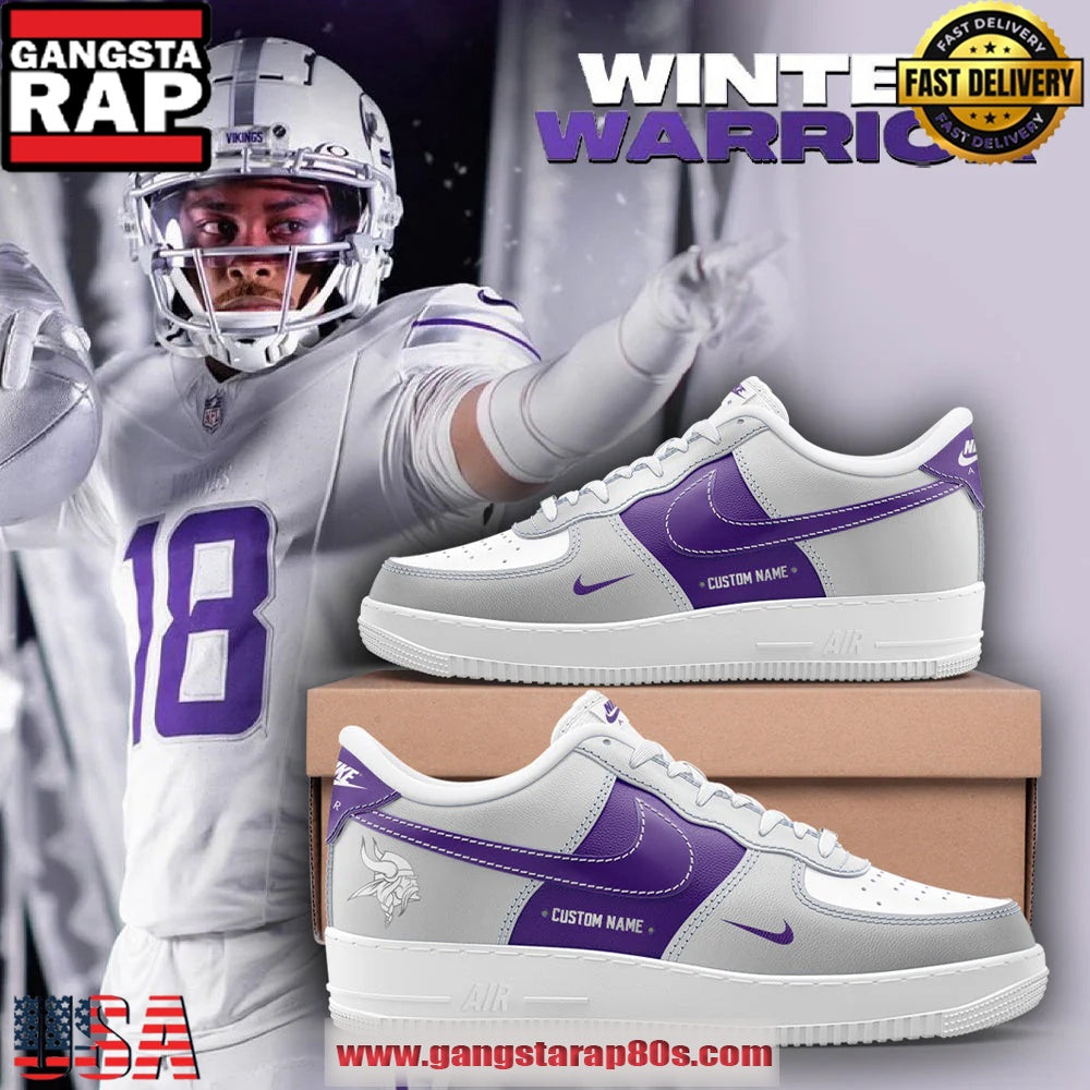 Minnesota Vikings NFL Winter Warrior Custom Air Force 1 Sneakers Shoes