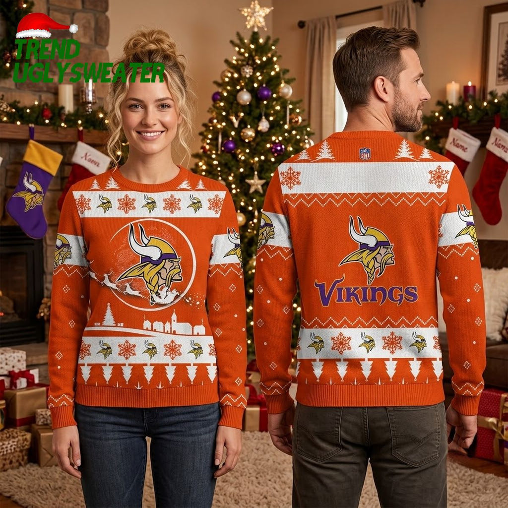 Minnesota Vikings Norseman Mascot Christmas Pattern Ugly Christmas Sweater