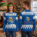 Minnesota Vikings Norseman Mascot Custom Name Ugly Christmas Sweater