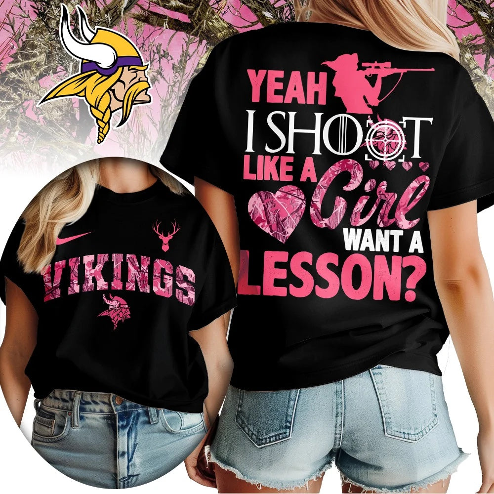 Minnesota Vikings Premium NFL Shoot Like A Girl Women Shirt