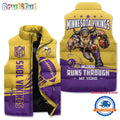 Minnesota Vikings Sporty Mascot Design Sleeveless Puffer Jacket