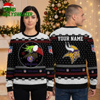 Minnesota Vikings Viking Mascot Personalized Custom Name Ugly Christmas Sweater