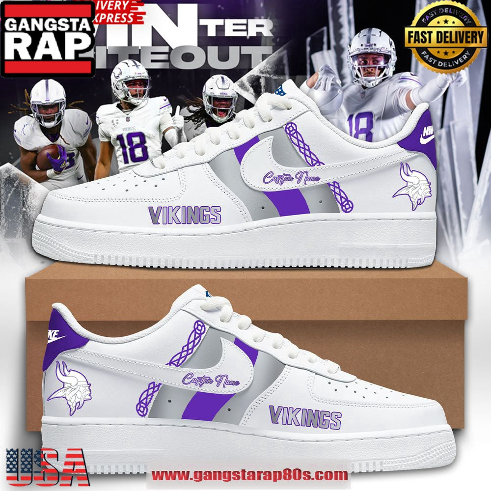 Minnesota Vikings Winter Whiteout Air Force 1 Shoes Running Sneakers