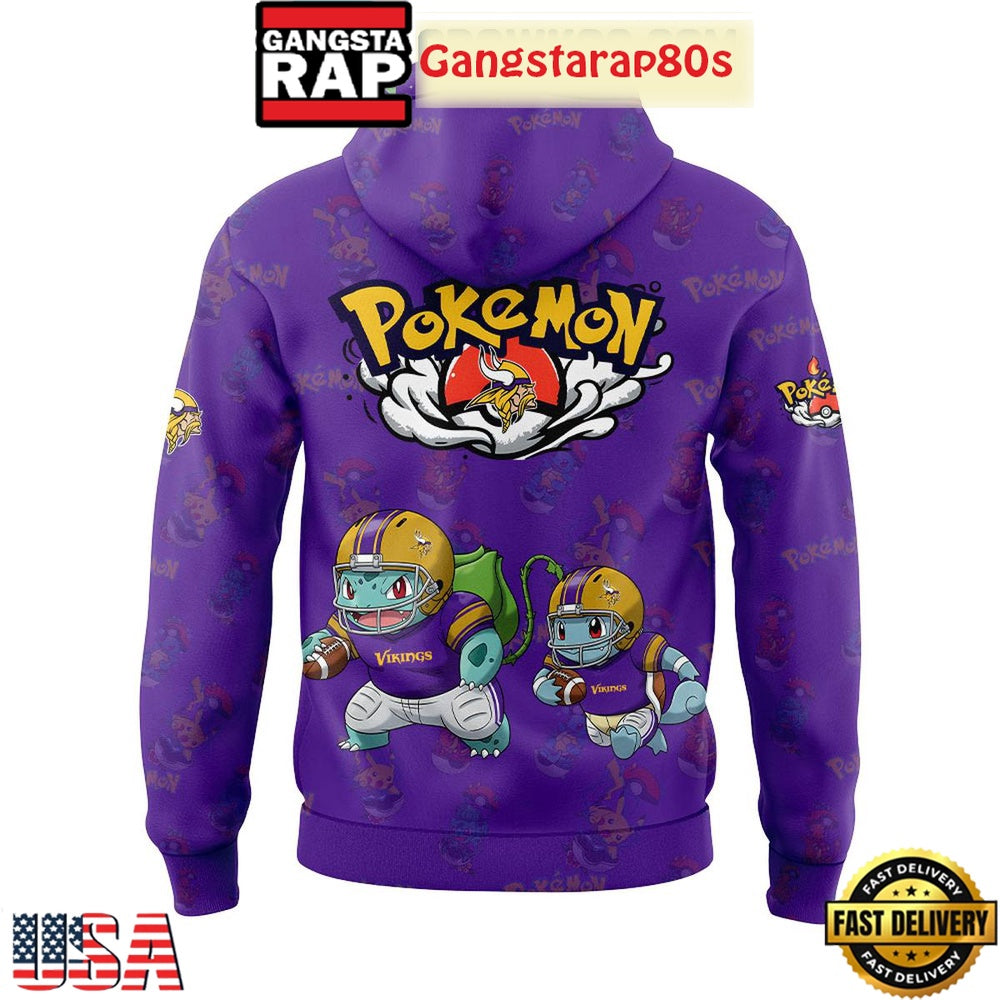 Minnesota Vikings x Pokemon Go 2025 Unisex 3D Hoodie