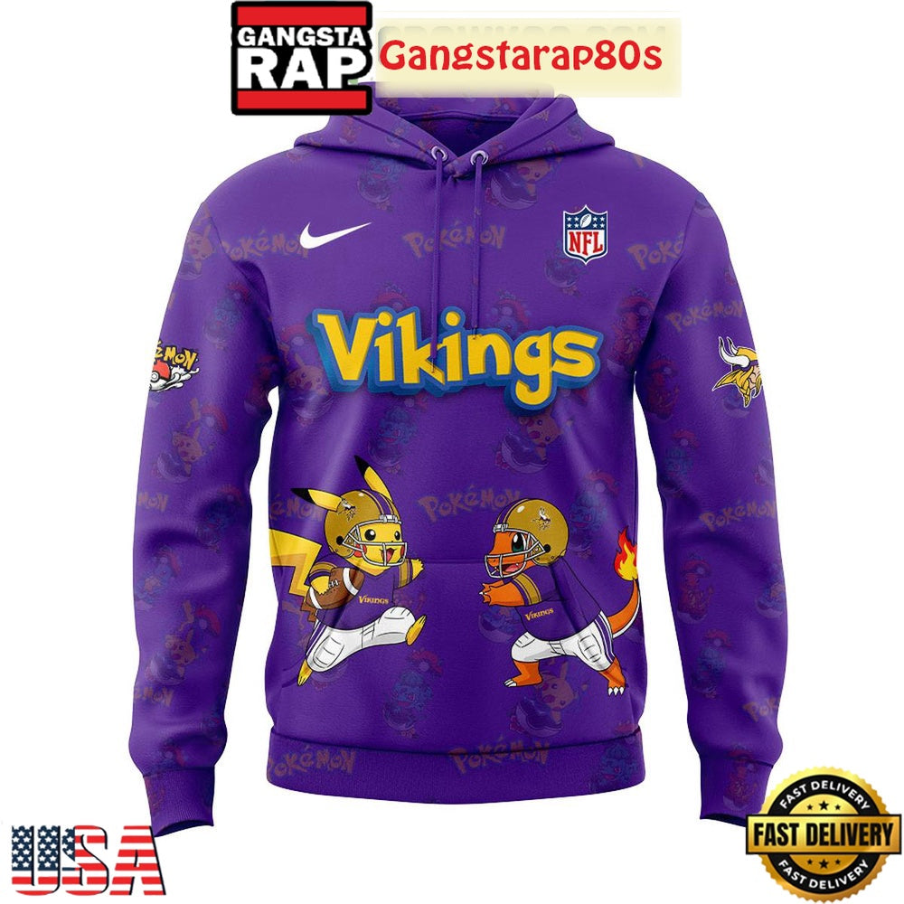Minnesota Vikings x Pokemon Go 2025 Unisex 3D Hoodie