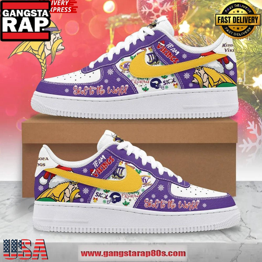 Minnesota Vikings Xmas Holiday Limited Edition Air Force 1 Running Sneakers Shoes