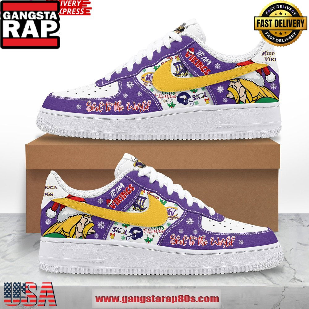 Minnesota Vikings Xmas Holiday Limited Edition Air Force 1 Running Sneakers Shoes