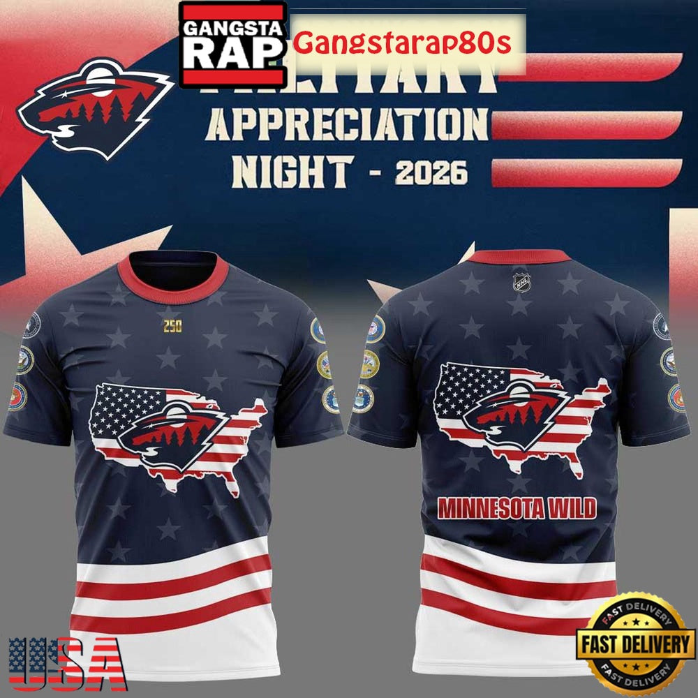 Minnesota Wild Military Appreciation 2026 3D T-Shirt