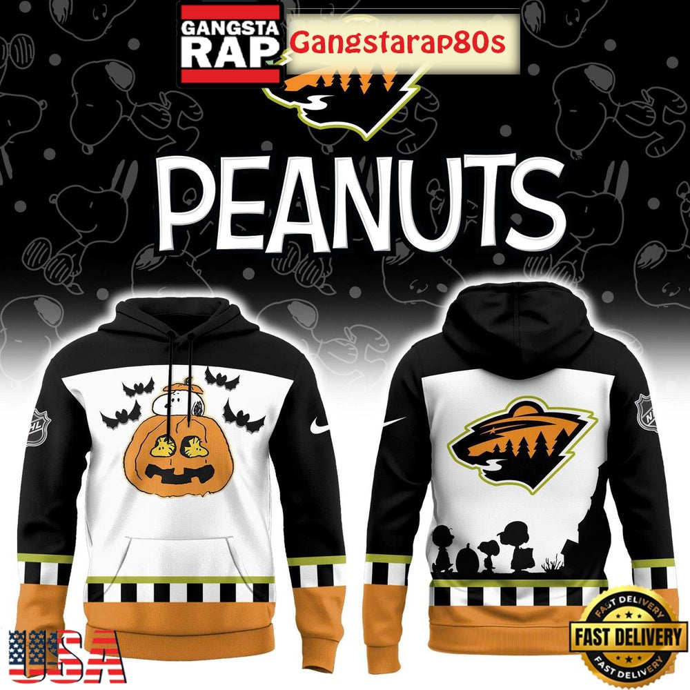 Minnesota Wild Snoopy Peanuts Halloween 2025 Unisex Hoodie T-Shirt
