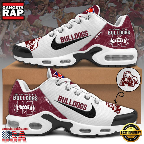 NCAA Custom Name Mississippi State Bulldogs Football Mascot Symbol Air Max Plus Shoes Running Sneakers