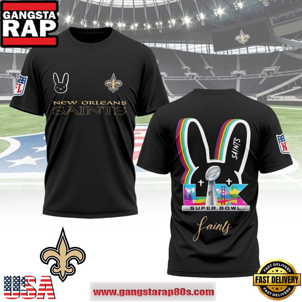 New Orleans Saints x Bad Bunny Super Bowl LX 2026 All Over Print Shirt