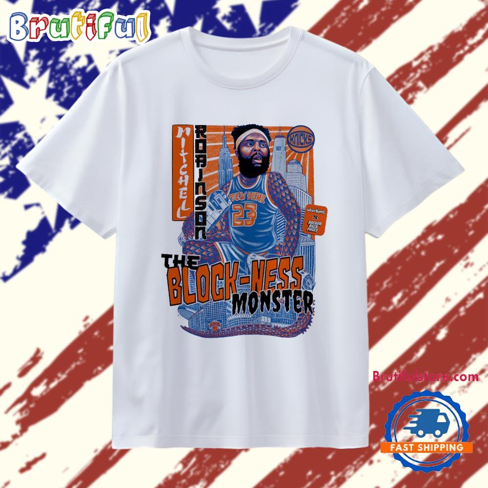 Mitchell Robinson New York Knicks NBA The Block Ness Monster parody T Shirt