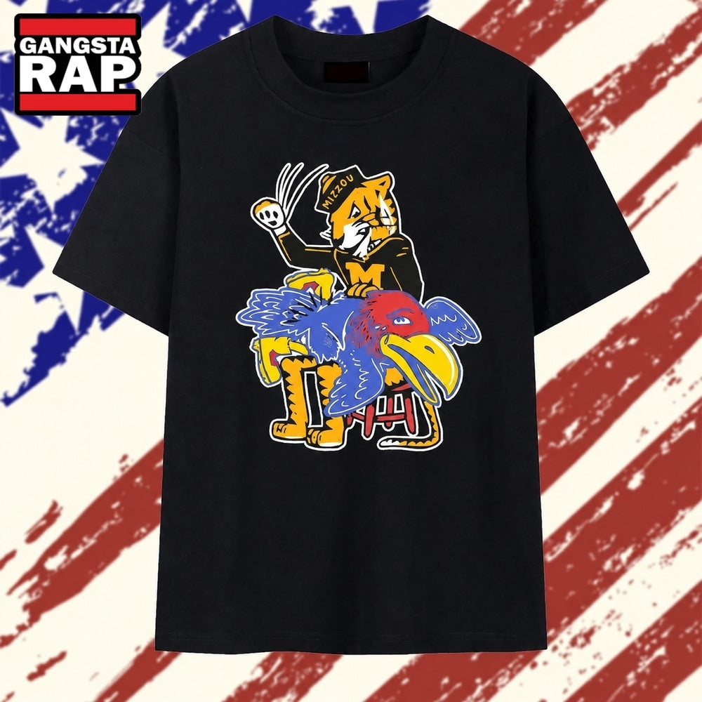Mizzou Tigers Mascot Spanking Kansas Jayhawk T Shirt