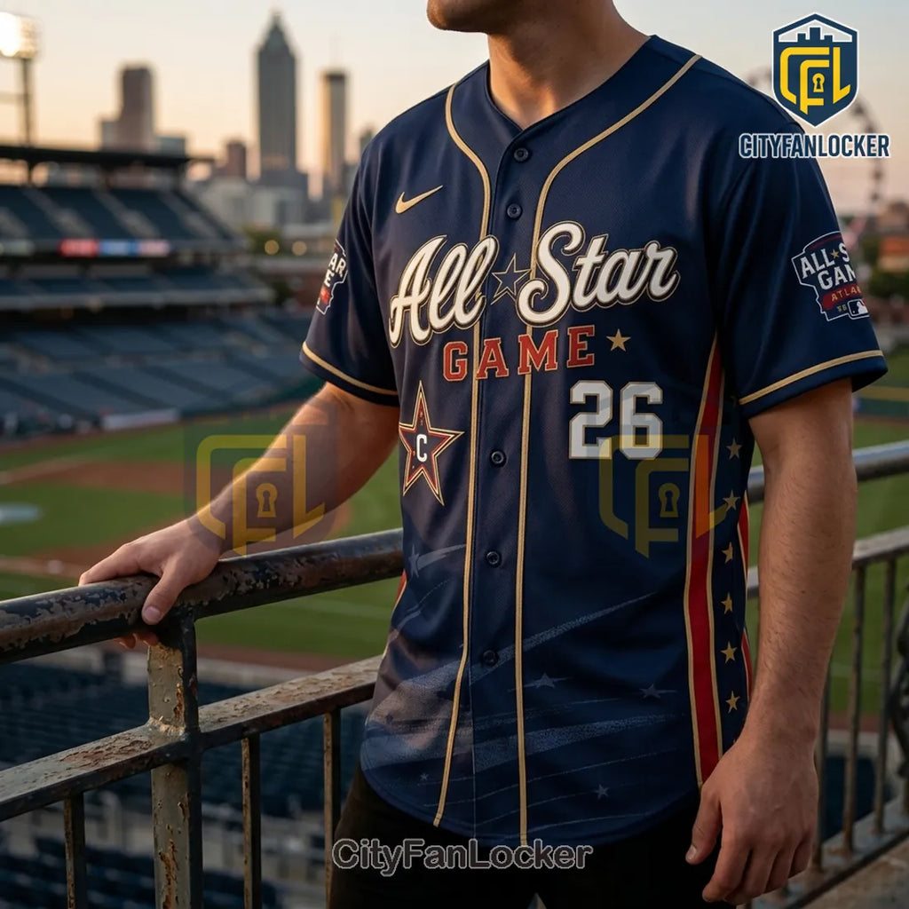 MLB 2026 All-Star Game Atlanta Navy Blue Baseball Jersey