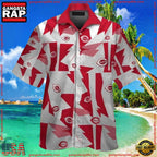MLB Abstract Red Fanfare Cincinnati Reds Hawaiian ButtonUp Shirts
