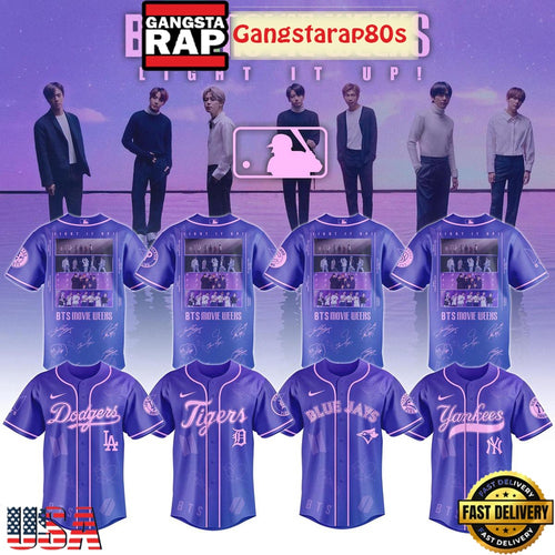 MLB All Team x BTS Movie Week Light It Up Baseball Jersey Shirt