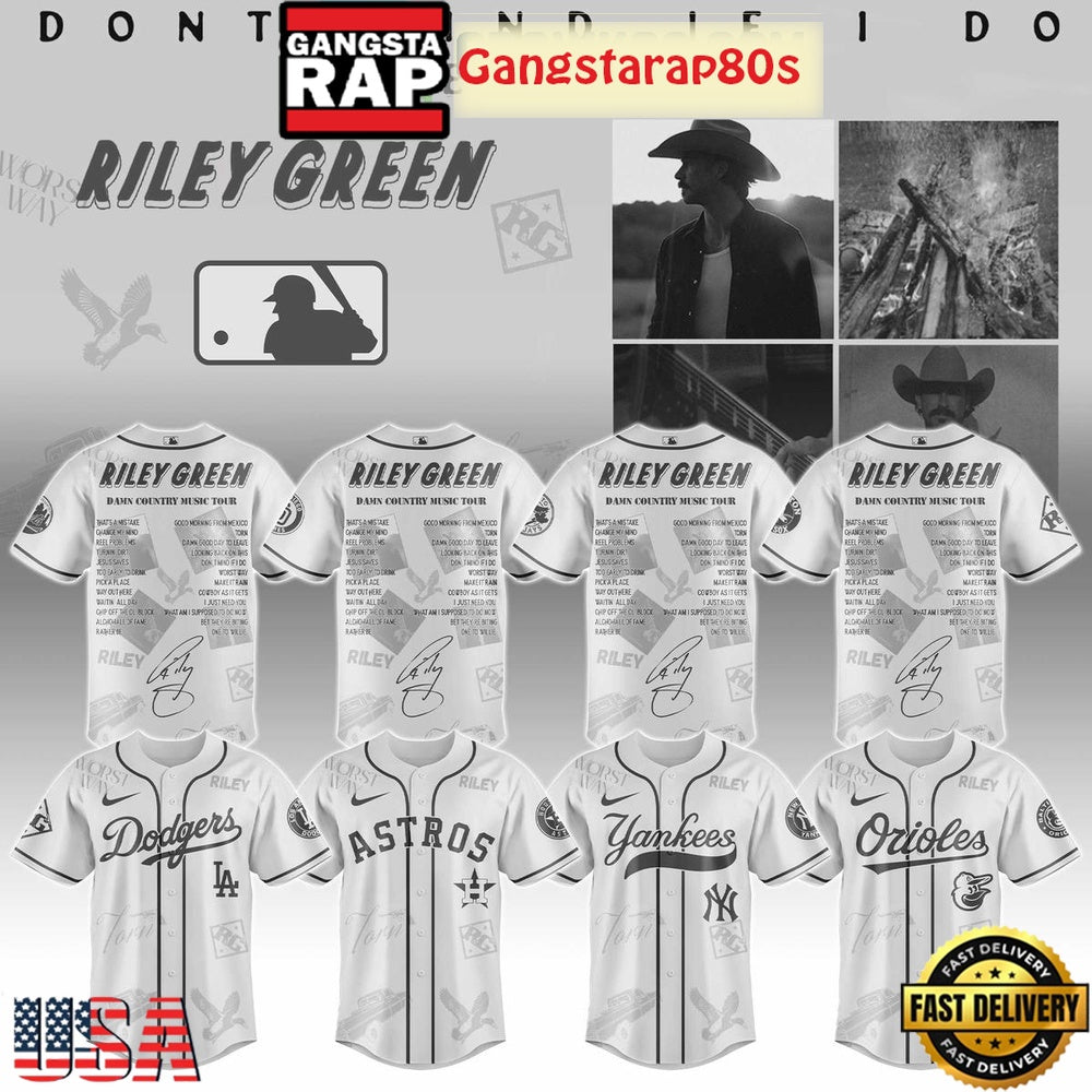 MLB All Team x Riley Green Damn Country Music Tour 2025 Special Baseball Jersey