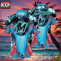 MLB Aquatic Flora Surge Miami Marlins Aloha Shirts