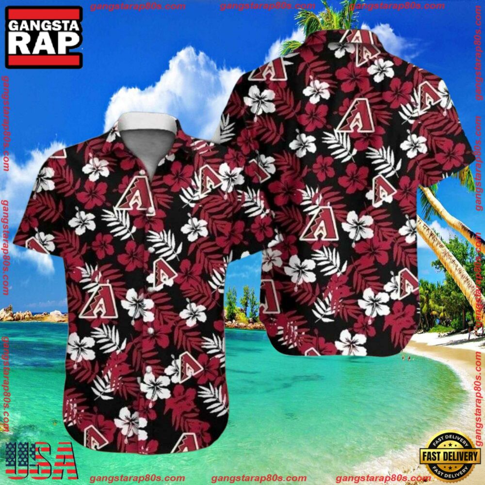 MLB Arizona Diamondbacks Black Floral Elegance Hawaiian Shirts