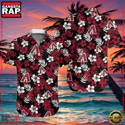 MLB Arizona Diamondbacks Black Floral Elegance Hawaiian Shirts