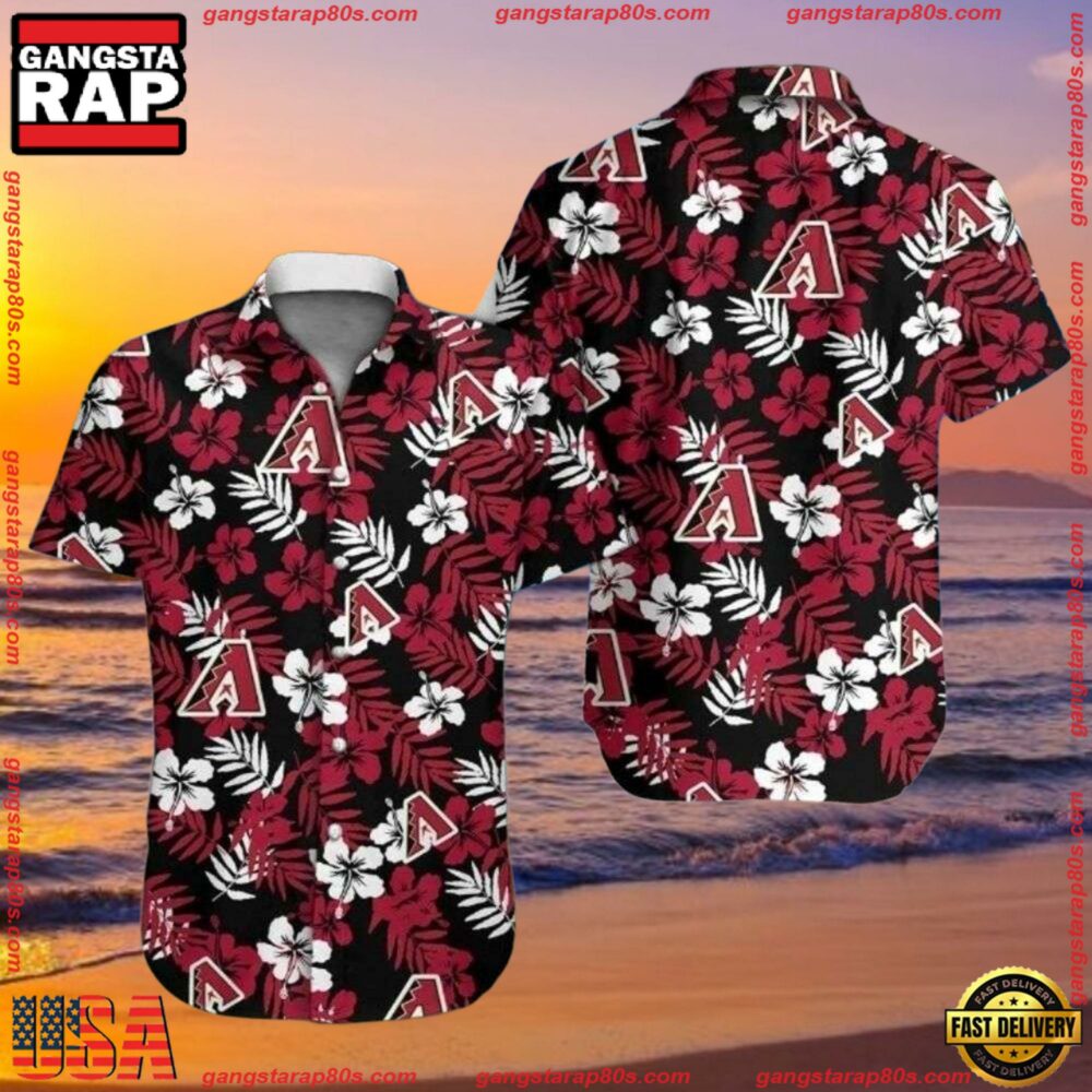 MLB Arizona Diamondbacks Black Floral Elegance Hawaiian Shirts