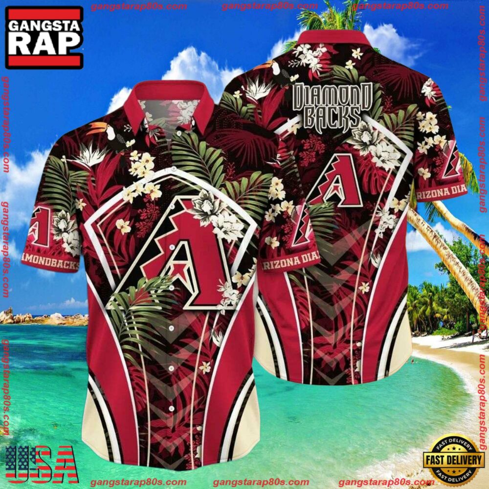 MLB Arizona Diamondbacks Dark Floral Hawaiian Shirts