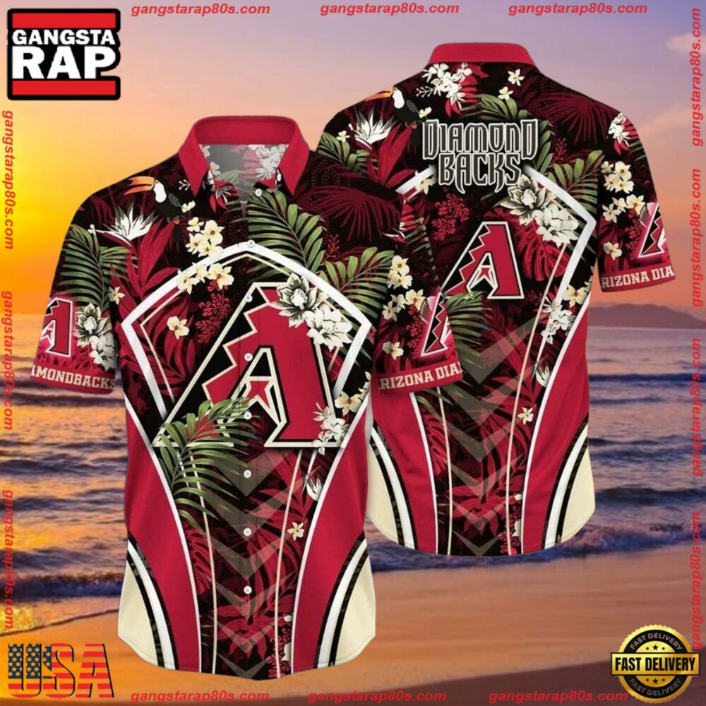 MLB Arizona Diamondbacks Dark Floral Hawaiian Shirts