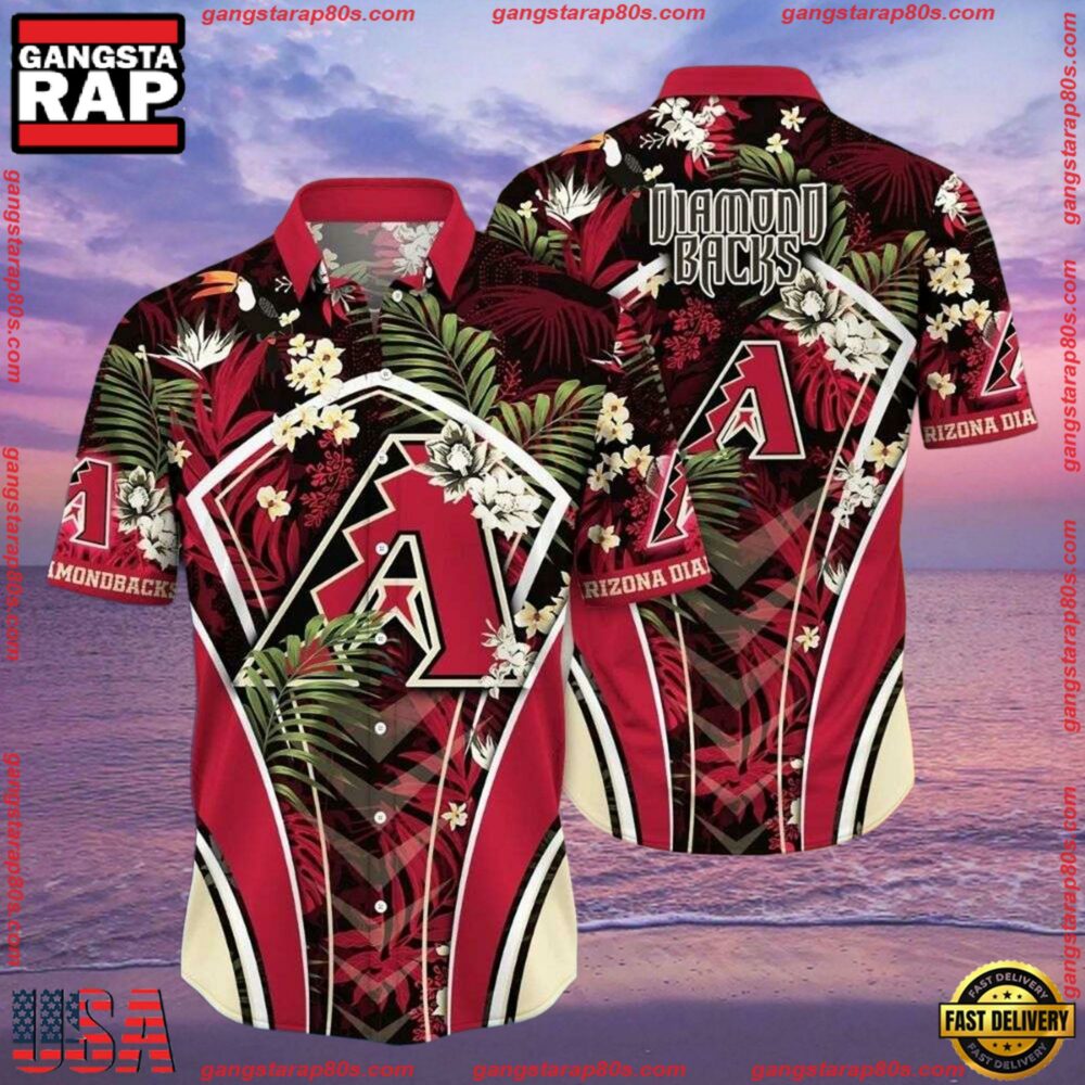 MLB Arizona Diamondbacks Dark Floral Hawaiian Shirts