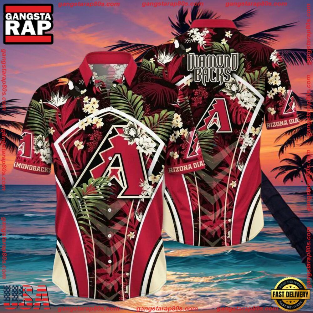 MLB Arizona Diamondbacks Dark Floral Hawaiian Shirts