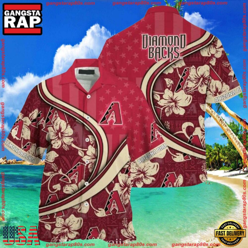 MLB Arizona Diamondbacks Floral Pitch Tropical ButtonUp Shirts