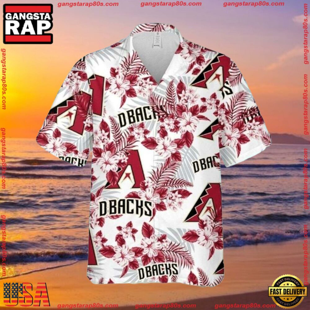 MLB Arizona Diamondbacks Floral Wave Tropical ButtonUp Shirts