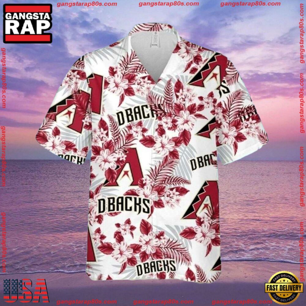 MLB Arizona Diamondbacks Floral Wave Tropical ButtonUp Shirts