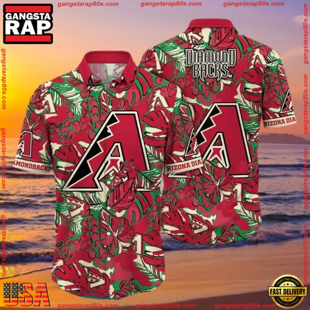 MLB Arizona Diamondbacks Green Foliage Aloha Shirts