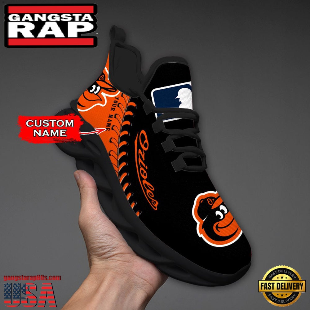 MLB Baltimore Orioles Unique Design Custom Name Max Soul Shoes Running Sneakers