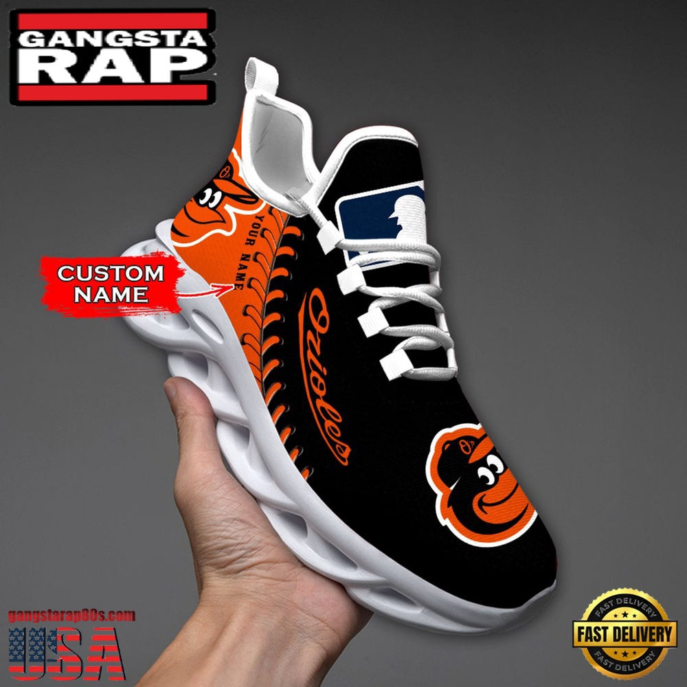 MLB Baltimore Orioles Unique Design Custom Name Max Soul Shoes Running Sneakers