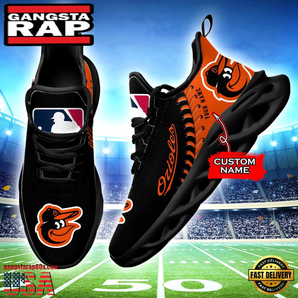 MLB Baltimore Orioles Unique Design Custom Name Max Soul Shoes Running Sneakers