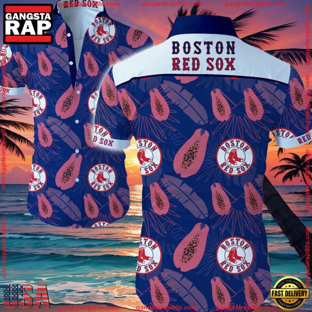 MLB Boston Red Sox Aloha Hawaiian Shirt Summer Button Up