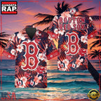 MLB Boston Red Sox Floral And Logo Hawaiian Shirt