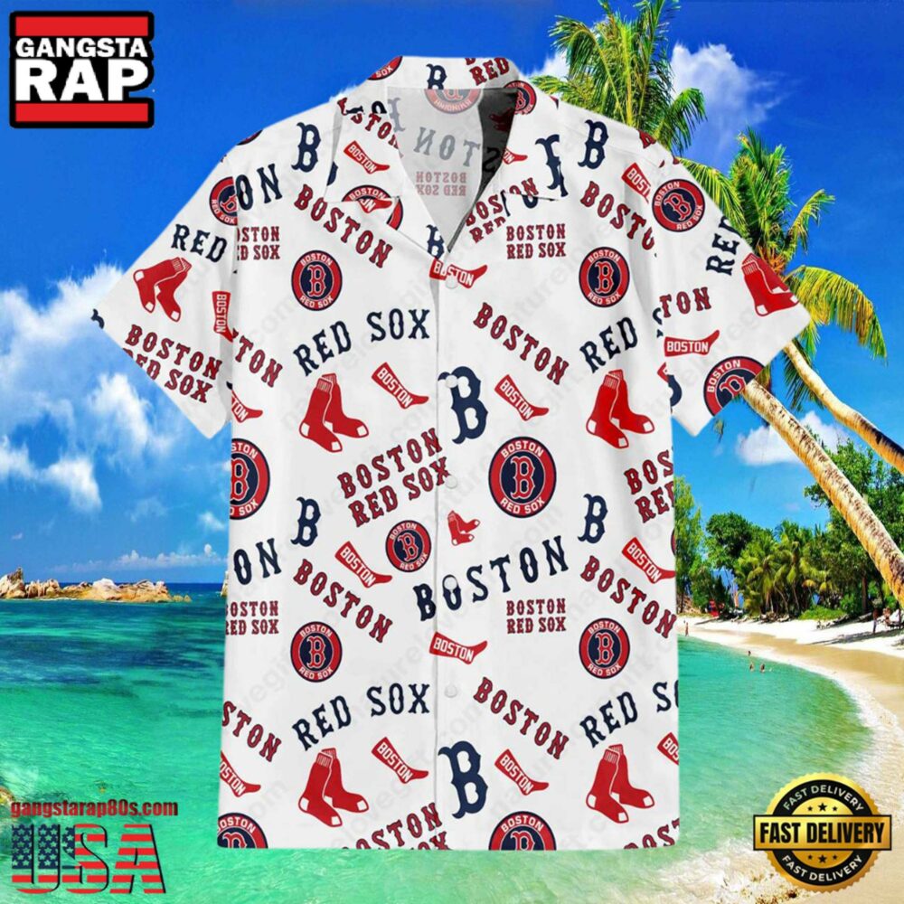 MLB Boston Red Sox Team Logo Baseball Aloha Hawaiian Shirt