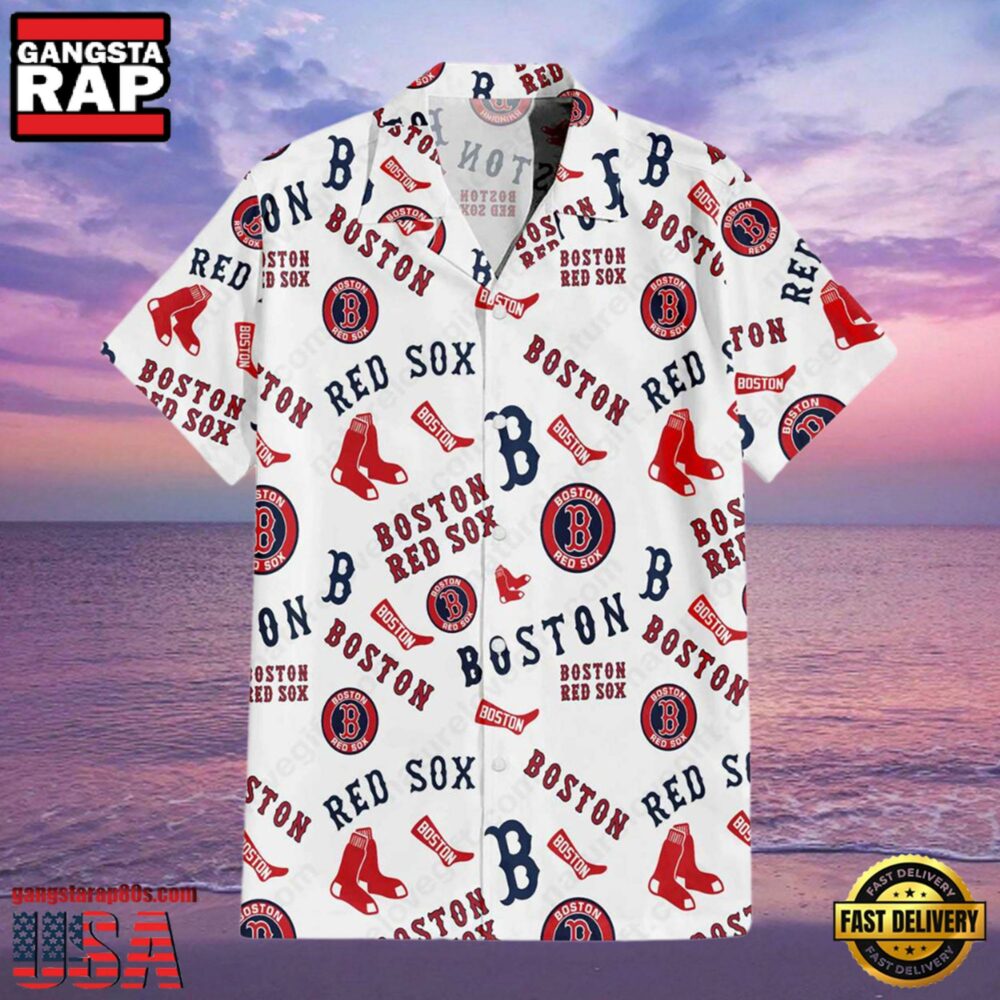 MLB Boston Red Sox Team Logo Baseball Aloha Hawaiian Shirt