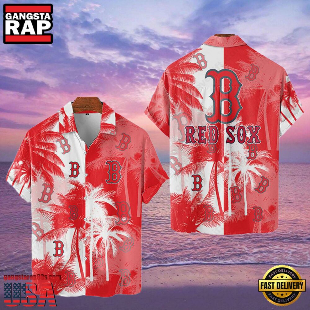 MLB Boston Red Sox Tropical Palm Trees Aloha Hawaiian Shirt