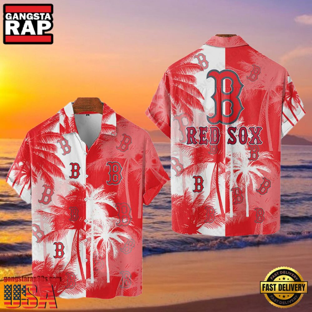 MLB Boston Red Sox Tropical Palm Trees Aloha Hawaiian Shirt